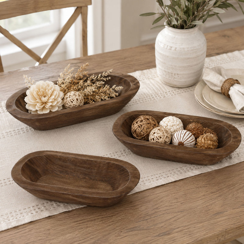 10 Pack Rustic Wooden Dough Bowls