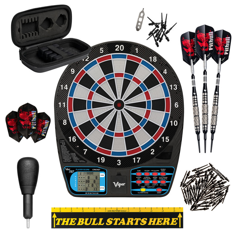 Jeu de fléchettes électronique Viper 787 avec fléchettes en tungstène Pitbull et ensemble d'accessoires de 50 pointes de rechange, marqueur de ligne de jet et outil de retrait de pointe