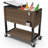 Permasteel - 80QT Wood Grain Rolling Patio Cooler with Divider - Brown-50654735-116226752