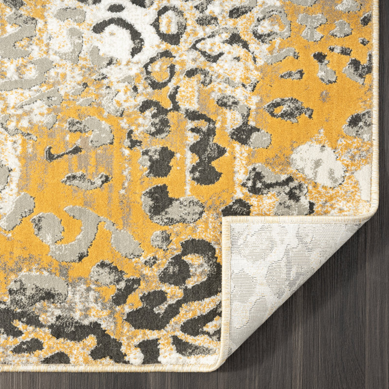 Tapis doré brossé Serengeti Leopard Melange, Rectangle 5 pi 3 po x 7 pi 6 po