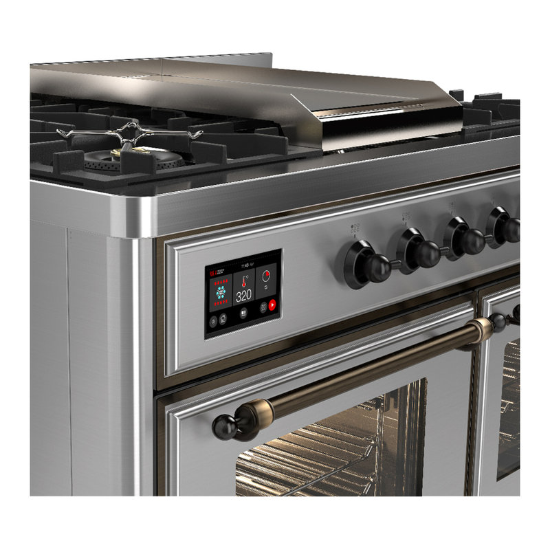 Majestic III Series 40 Inch Dual Fuel Range with 6 Sealed Burners, Griddle, in Mightnight Blue (Natural Gas, Chrome Trim)