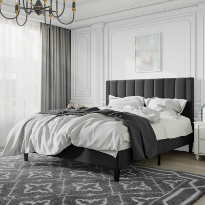 Cleo Velvet Upholstered Platform Bed