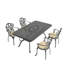 Élégant ensemble de salle à manger de patio en fonte d'aluminium 5 pièces, cadre noir, coussins blanc cassé pour la détente en plein air