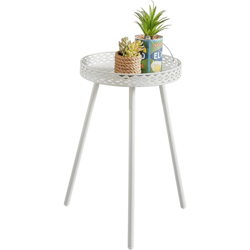 Petite table de bout ronde pour le salon - blanc