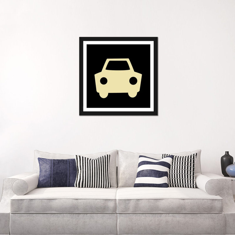 Art pour enfants «Kids Beep Beep Ca», reproduction sur toile tendue, H 24 po x l 24 po x P 1 po, Papier d'art encadré noir