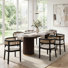Ensemble de table de salle à manger 6 personnes Chassidi avec fauteuils rembourrés et base à double piédestal