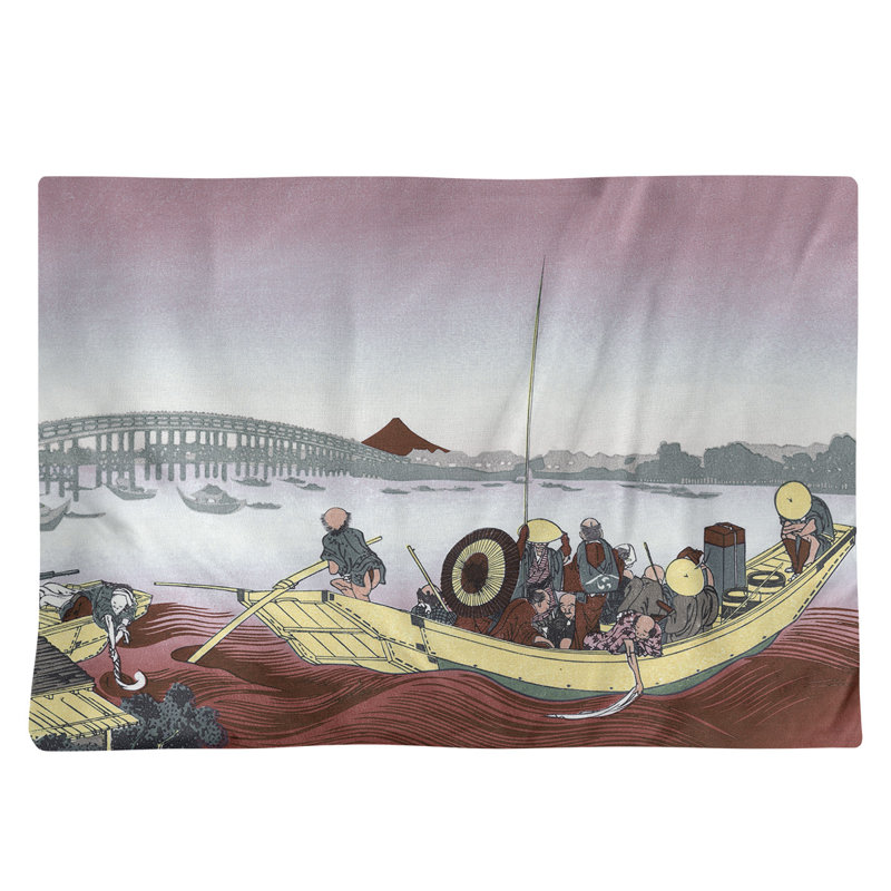 Récapitulatif 18" coucher de soleil à travers the ryogoku bridge Katsushika Hokusai, Rouge, Polyester sergé