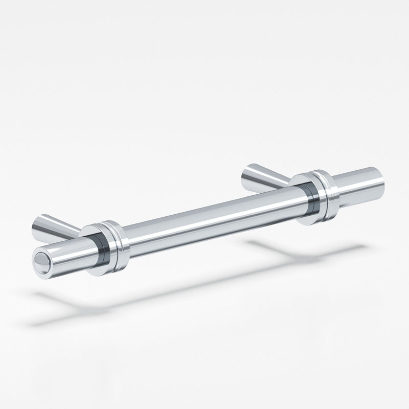 Round, Collared Cabinet Pull With Tapered Posts, Polished Chrome, 3"