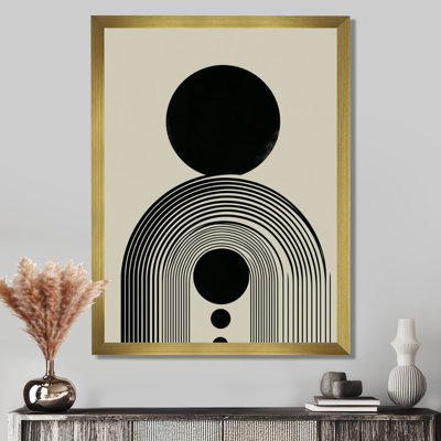 Vortex rétro noir et beige - art mural moderne Mid-Century, impression sur toile moderne de style Mid-Century noir