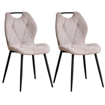 Dining Chairs - Contemporary Dining Chair - Comfortable Linen Dining Chairs - Metal Legs