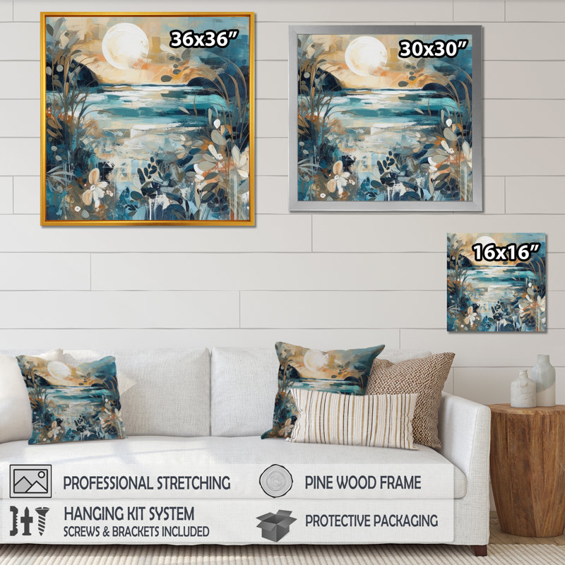 «Notting Blue and Cream Reflections Of A Free Mind», reproduction sur toile, H 30 po x l 30 po x P 1 po, Toile tendue