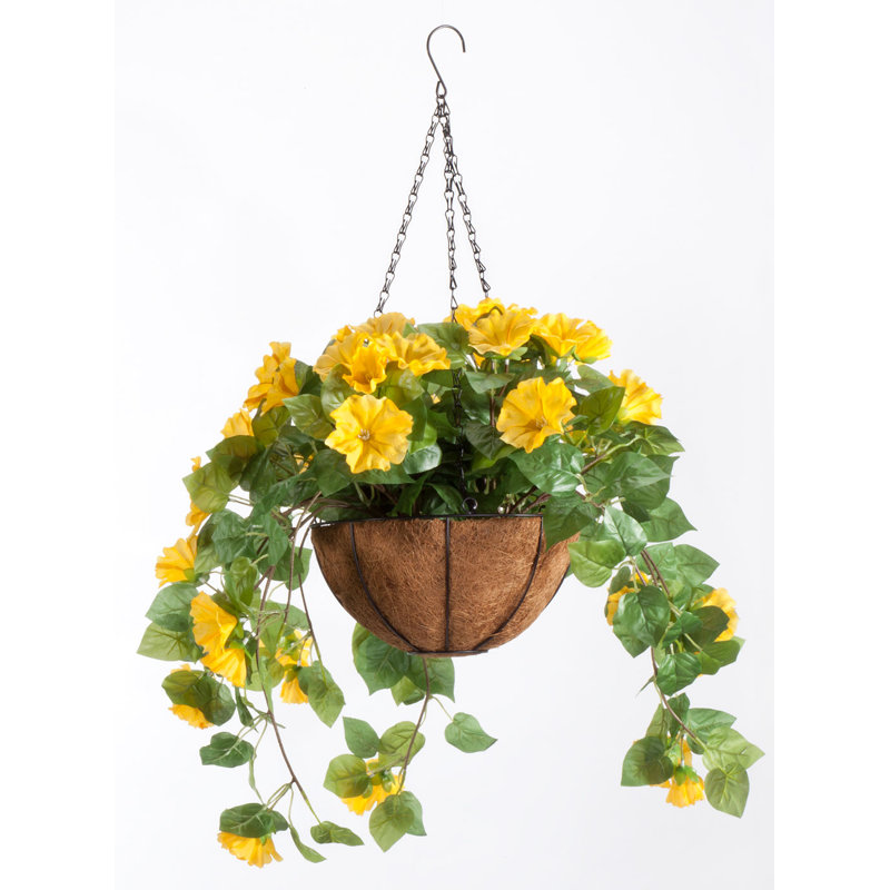 Panier suspendu de pétunias OakRidge entièrement assemblé, Jaune