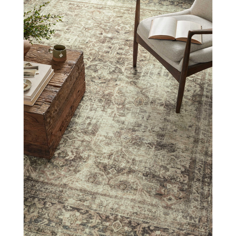 Tapis de galets / taupe lavable à la machine Magnolia Home par Joanna Gaines X Loloi Sinclair, Carré 1 pi 6 po