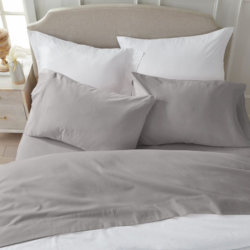 Chalet Flannel Sheet Set, Dark Gray, King Sheet Set with Fitted Sheet and 2 Pillowcases