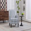 Fauteuil d'appoint rembourré en tissu, fauteuil d'appoint vintage avec tissu en lin rayé bleu et blanc et garniture cloutée