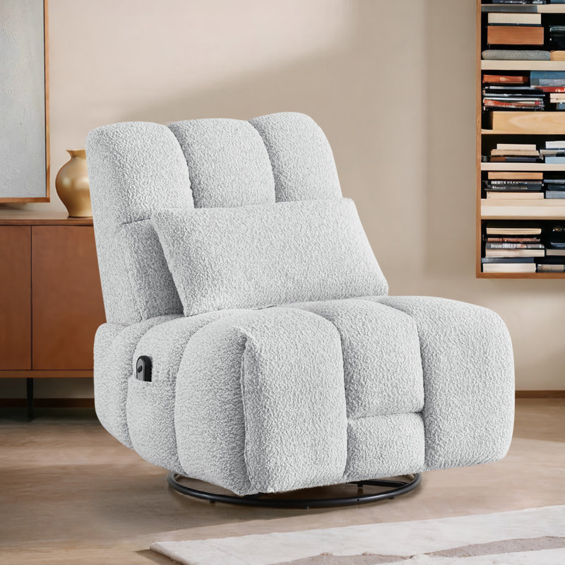 Fauteuil inclinable électrique pivotant de 34,3 po, Polyester gris