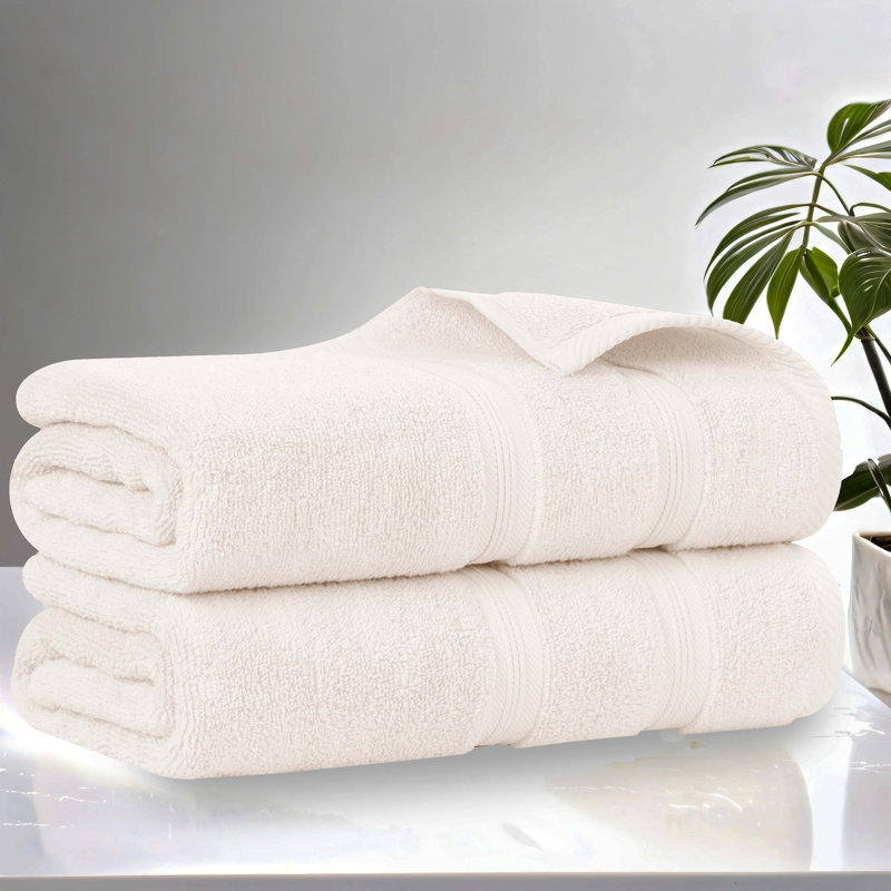 Smart Dry Zero Twist Cotton Medium Weight Bath Sheets (Set of 2), Ivory
