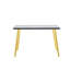 Table de salle à manger rectangulaire moderne et minimaliste, pouvant accueillir de 4 à 6 personnes. Comptoir en verre trempé + panneau de fibres à densité moyenne inférieur, texture imitation marbre, pieds fuselés en métal. Convient aux restaurants minimalistes.-130167011