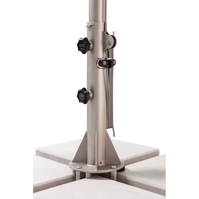 Safari 11.5' Round Umbrella, Lemon, Paver+Spigot Base Plate+5.8" Stainless Steel Tube, 111.41" H x 157.48" W x 157.48" D