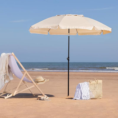 2m Beach Umbrella Portable Tilting Parasol Sun Shade with UV Protection and Bag