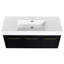 Meuble-lavabo mural de 122 cm (48 po) en châtaignier noir avec lavabo et tablette de rangement, charnières à fermeture douce, tablette de rangement, lavabo en résine épaisse, style moderne.