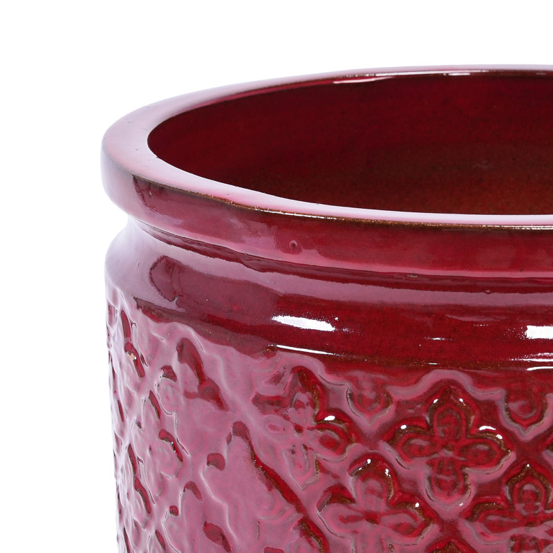 3 pots de fleurs modernes en céramique rouge pour les espaces intérieurs - et aucun pot de fleurs d'assemblage dans le salon