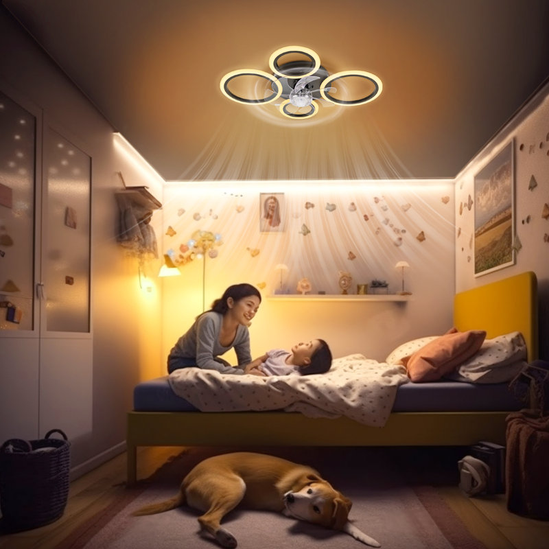 Ventilateur de plafond encastré moderne avec ampoule DEL à intensité variable, Bulmer