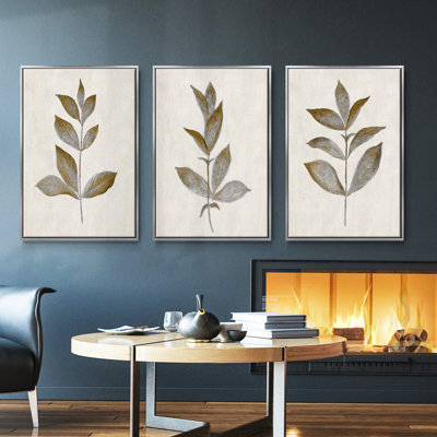 Bronze Leaf I - ensemble de 3 reproductions de photos sur toile