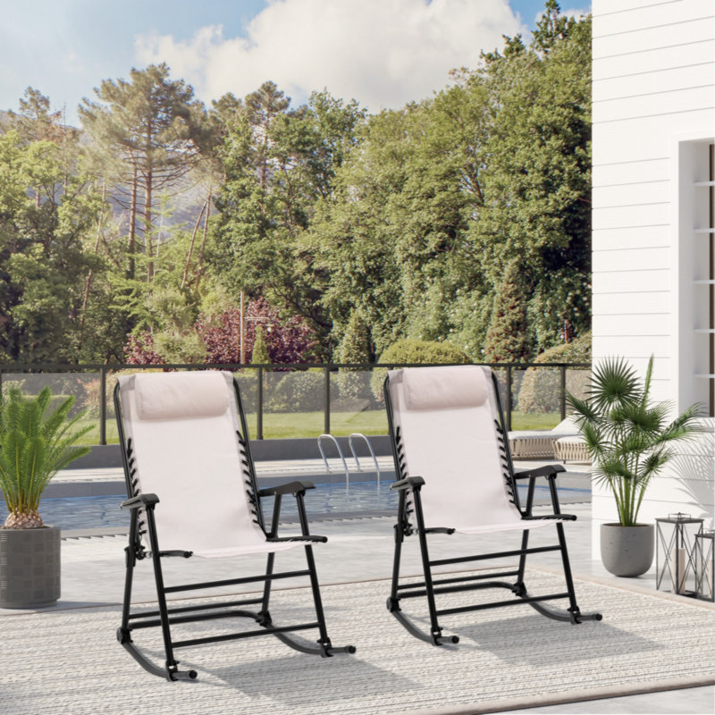 Ensemble de 2 chaises de camping surdimensionnées et pliables pour 2 adultes, Blanc