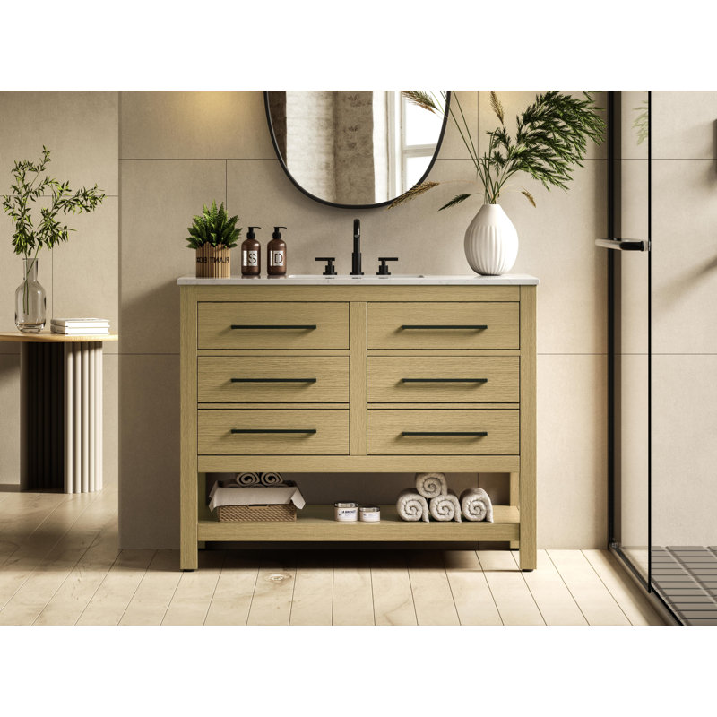 Meuble-lavabo simple 42 po_Moderne_VF60542, Brun miel
