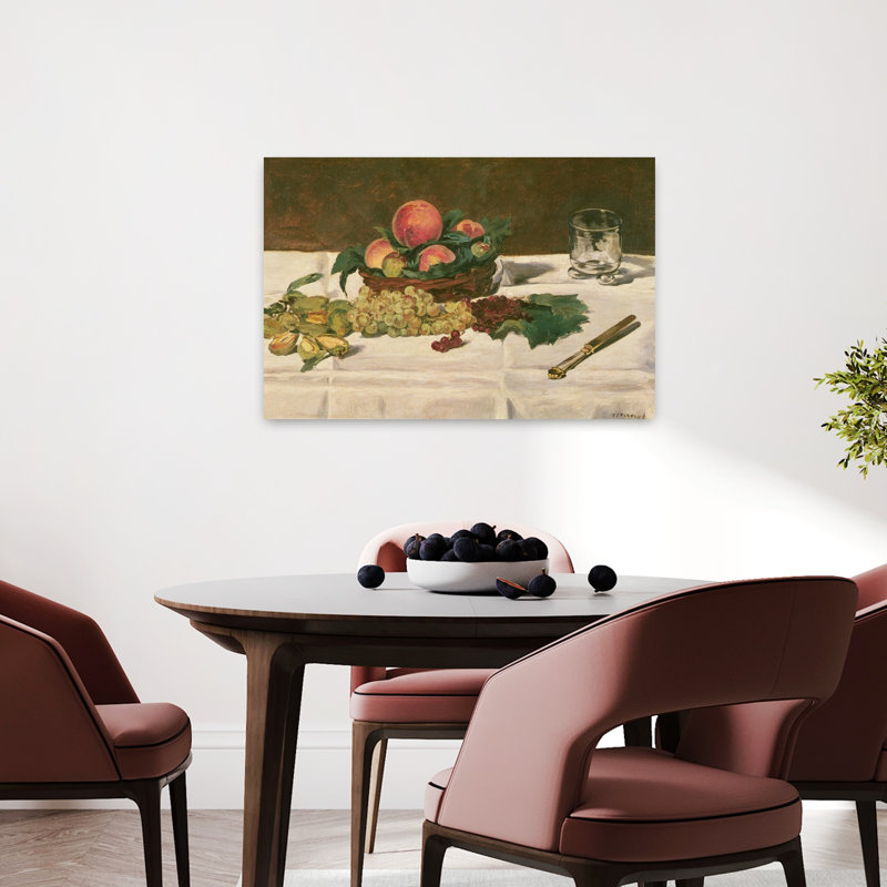 Nature morte : Fruits sur une table, 1864, estampe d'art mural contemporain abstrait impressionniste représentant des fruits