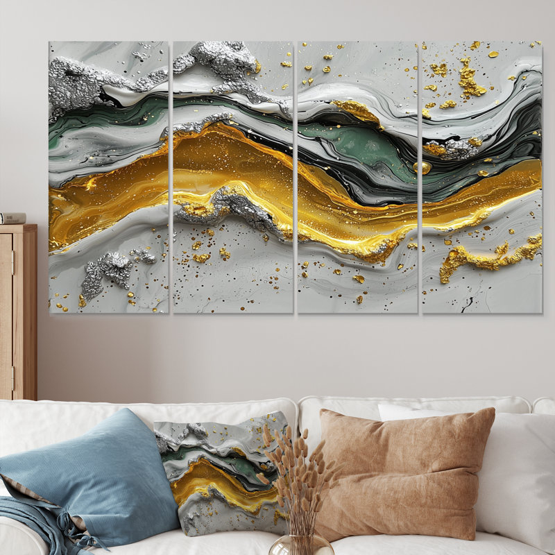 Joziah - encre liquide abstraite - art mural moderne, H 28 po x l 48 po, 4