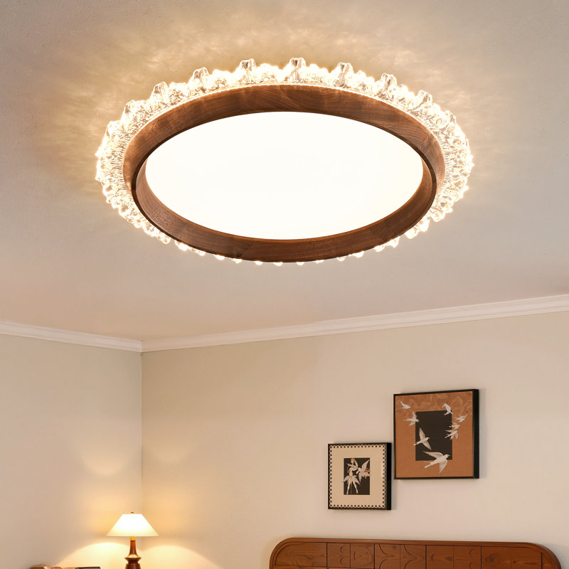 Plafonnier en bois de noyer noir Sunflower
