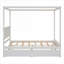 Lit à baldaquin avec rangement, lit double en bois massif au fini blanc pour chambre à coucher moderne, aucun sommier requis