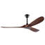 Ventilateur de plafond en bois massif 60 po, extérieur, 3 pales, sans lumière, noyer, pour porche de chambre à coucher pour patio, télécommande, résistant à l'eau-131089145