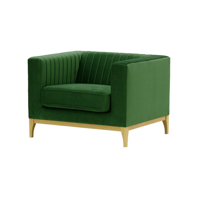 Bullis Velvet Armchair, Dark Green, Like Oak
