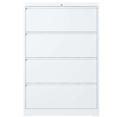Classeur verrouillable à 4 dossiers en blanc, métal pour le bureau personnel, stocke différentes tailles, classeur de bureau de construction stable, blanc verrouillable pour format légal / A4 / F4, rangement de construction