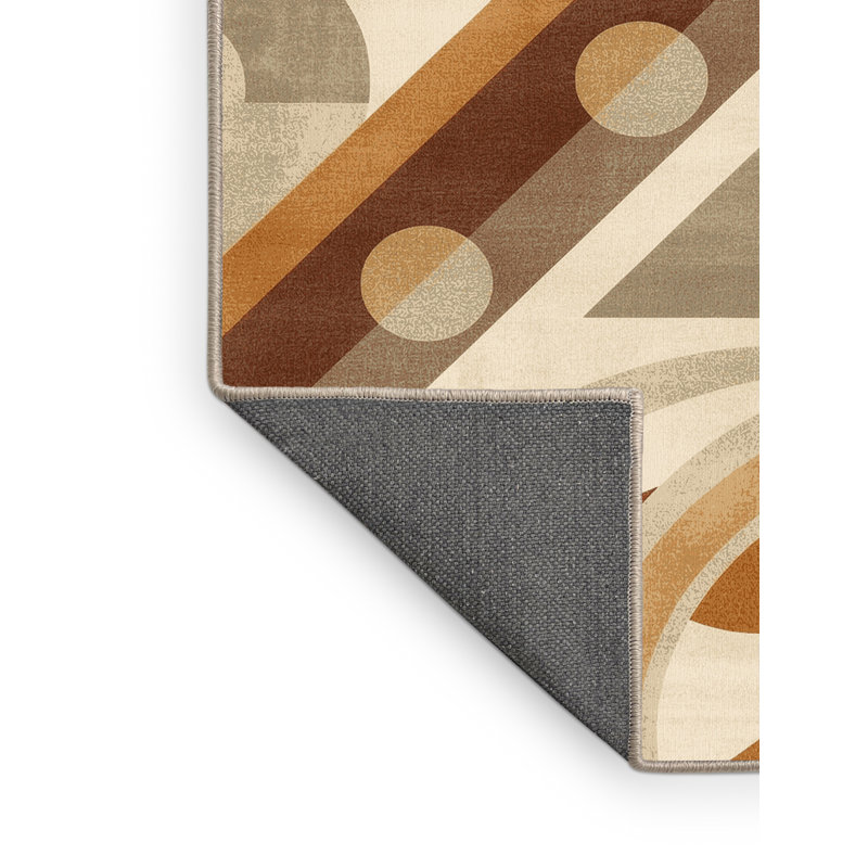 Soft Plush Efimov Skateboard Modern Abstract Area Rug in Brown – Beige Binding, 2x5