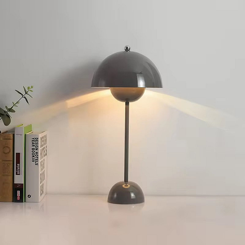 17 Stories Rechargeable Table Lamp ? Mushroom Lamp - Dimmable, 3-Modes, USB Chargeable Indoor Lamp, Grey