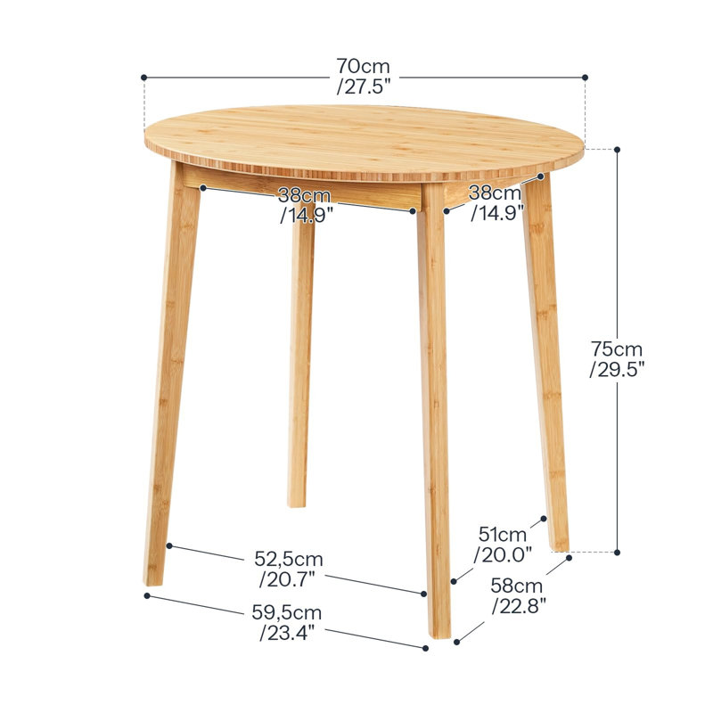 Table à manger ronde en bambou, Naturel