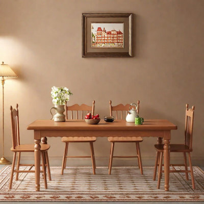 Ash wood simple rectangular dining table set