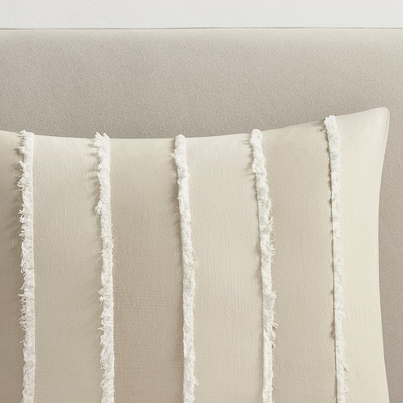 Housse de couette en coton 3 pièces pour lit double / grand avec décorations alternées