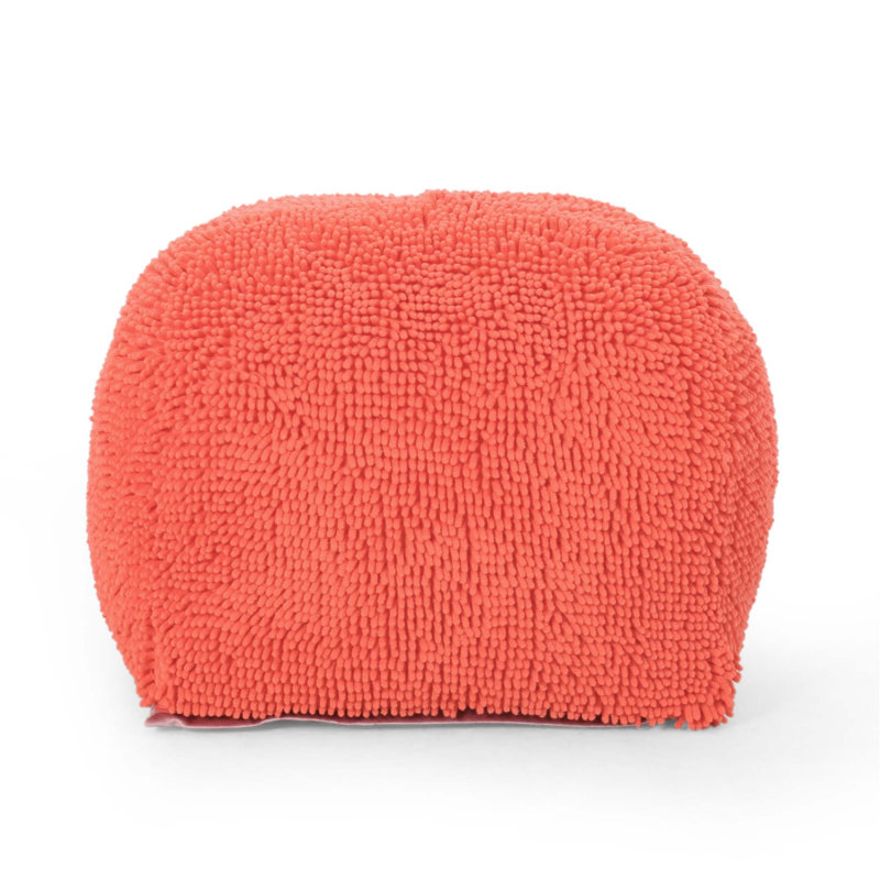 Repose-pieds carré en microfibre Spongy, Corail