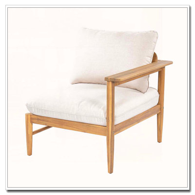 Outdoor Acacia Wood Right-Arm Sofa