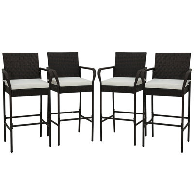 Bahoque Polyethylene (PE) Wicker Outdoor 29.5'' Bar Stool with Cushion