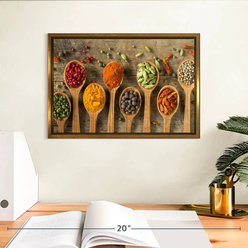 Variété d'épices, Cadre flottant doré, 13 po x 9 po