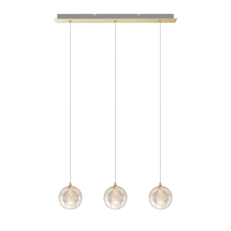 Riverdale 3 - Light Kitchen Island Pendant, Brushed Brass