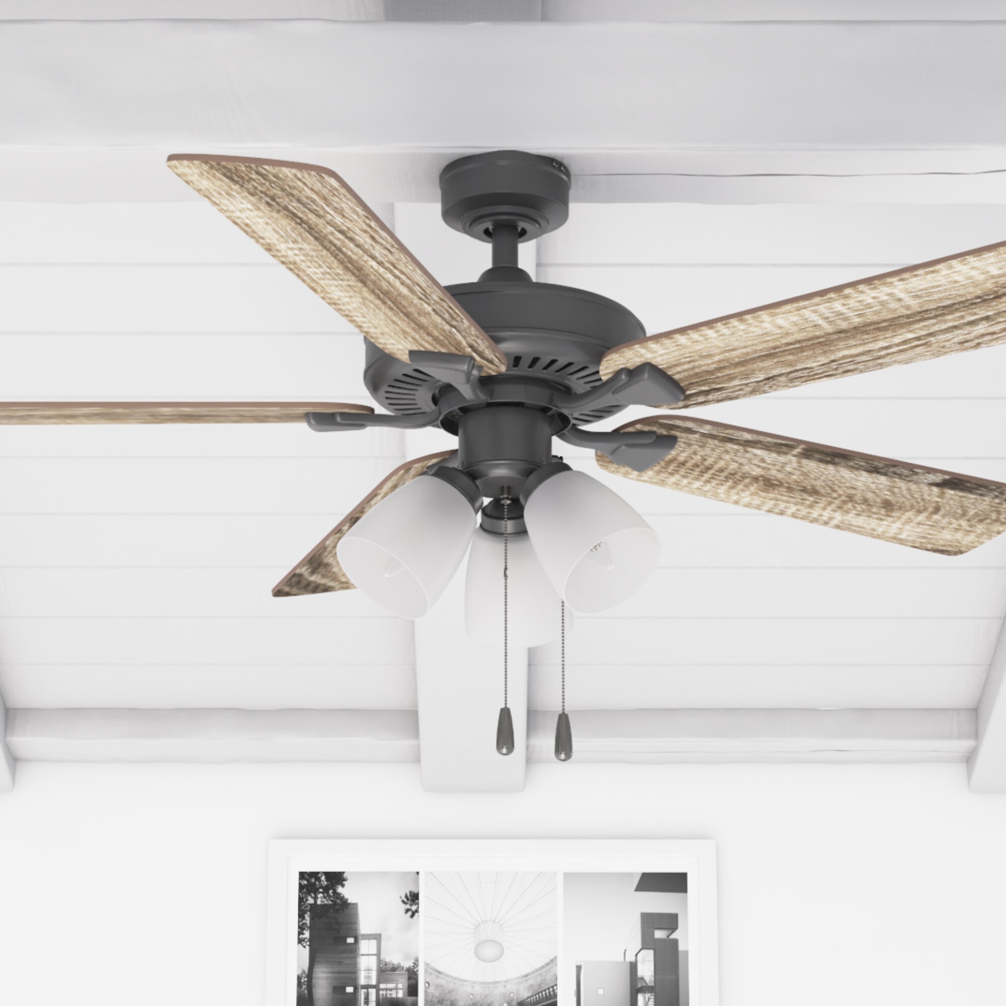 Ceiling fan Classic Nickel / Silver with Lighting and Pull Chains, Home &  Commercial Heaters, Ventilation & Ceiling Fans