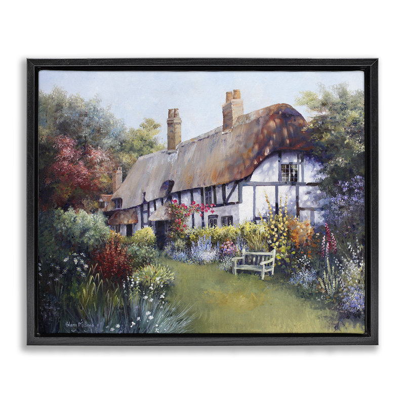  Art mural sur toile flottante, "Budding Cottage Garden" par Hilary Mayes, Cadre flottant noir de jais, H 17 po x l 21 po