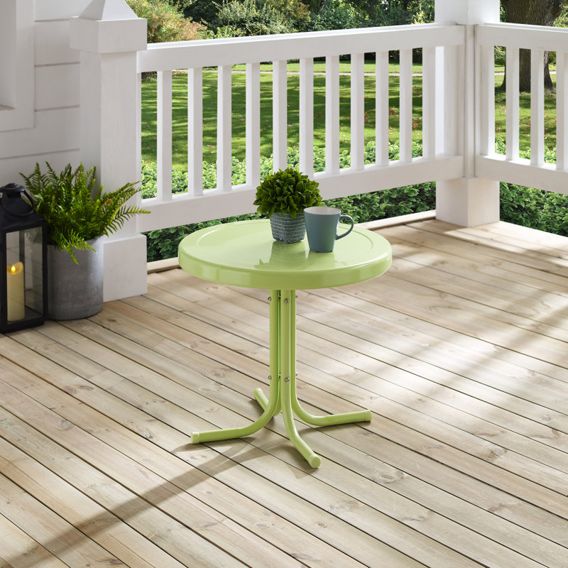 Alanna Round Metal Outdoor Side Table , 22'' in. W 22'' in. D, Key Lime Gloss